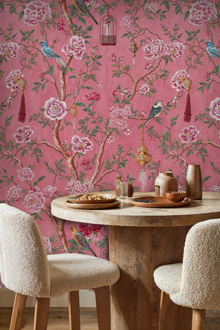 Chinoiserie Birds and Peonies Wallpaper